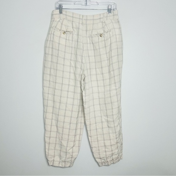 MADEWELL Linen Pleated Taper Wide-Leg Pants in Windowpane size 10 - Picture 6 of 7